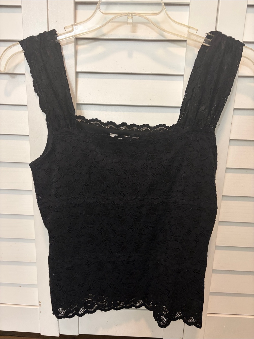 White House Black Market Black Lace Square-Neck Camisole